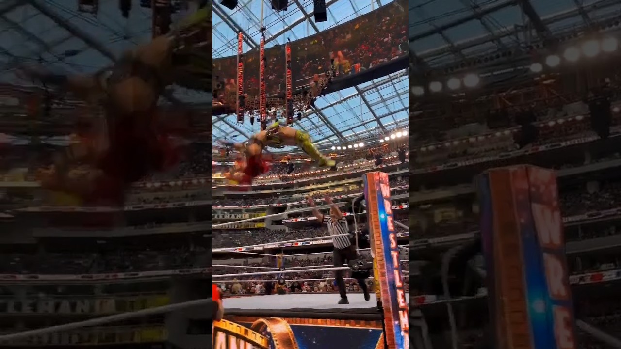 IO SKY with a perfect moonsault 😲 #WrestleMania